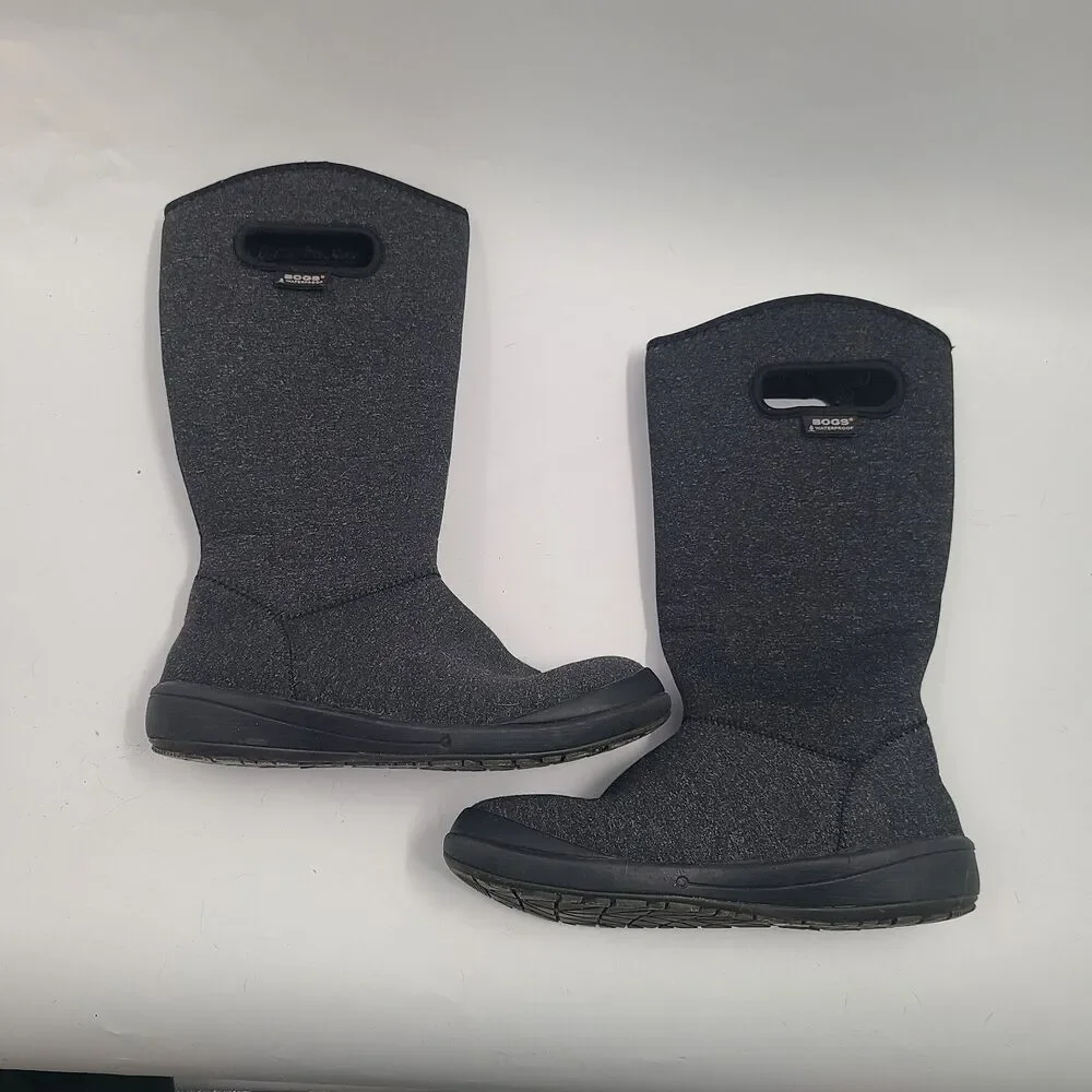 Bogs Charlie Melange Boots Women's 7 Gray Waterproof Insulated Winter Rain Snow